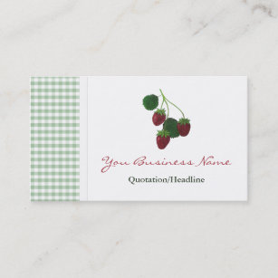 Strawberry And Gingham Business Cards