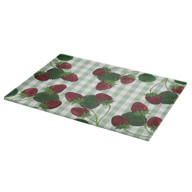 Strawberry And Gingham Lamp Cutting Board (Corner)