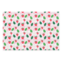 Strawberry and Gingham Pink & Green Wrapping Paper