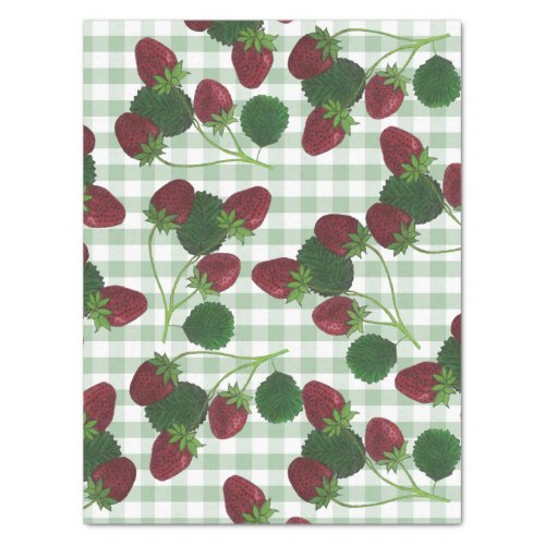 Strawberry And Gingham  Tissue Paper