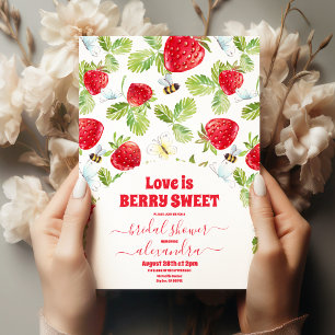 Strawberry and Greenery Bridal Shower Invitation