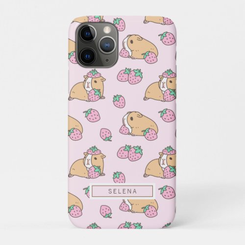 Strawberry and Guinea pig pink iPhone 11 Pro Case