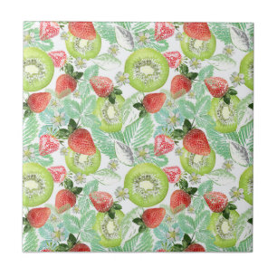 Strawberry and kiwi. ceramic tile