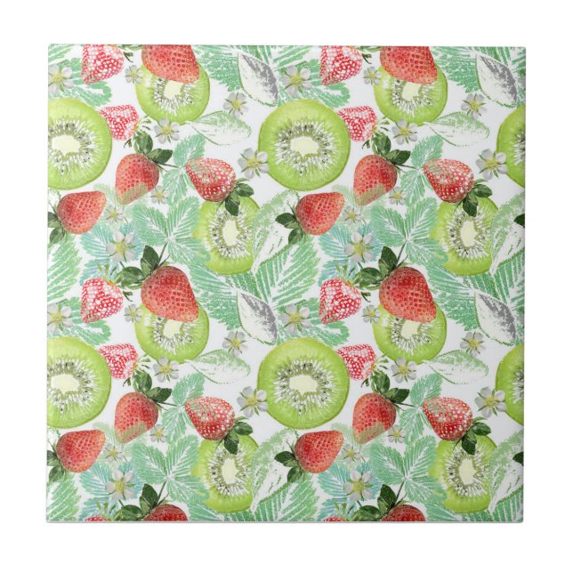 Strawberry and kiwi.  ceramic tile (Front)