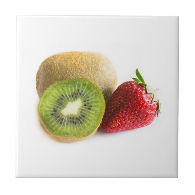 Strawberry and kiwi ceramic tile (Front)