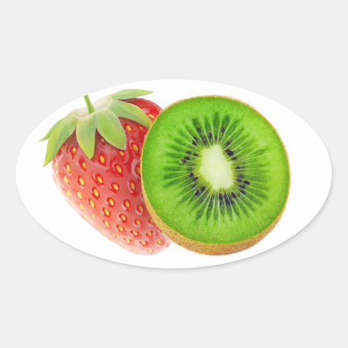 Strawberry and kiwi oval sticker