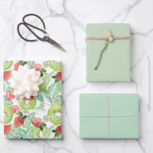 Strawberry and kiwi. wrapping paper sheets