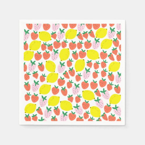 Strawberry and Lemon Paper Napkins