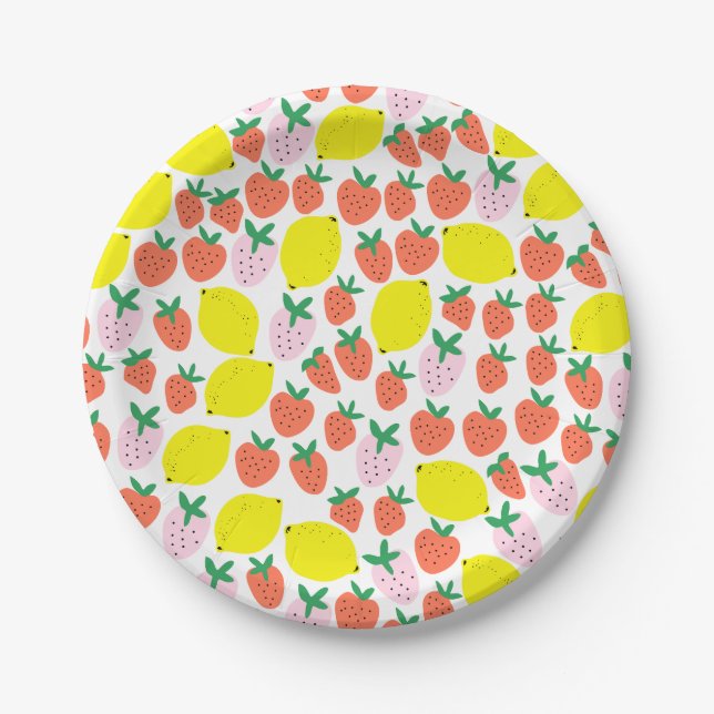 Strawberry and Lemon Paper Plates (Front)