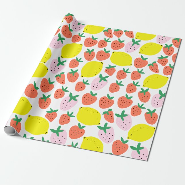 Strawberry and Lemon Wrapping Paper (Unrolled)
