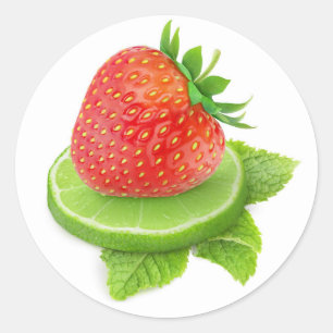 Strawberry and lime classic round sticker
