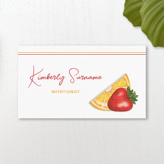Strawberry And Orange Fruits Nutritionist Business Card
