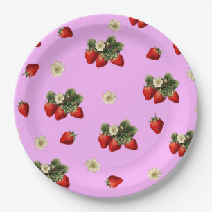 Strawberry and pink cute paper plates