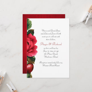 Strawberry and Red Roses Wedding Invitation