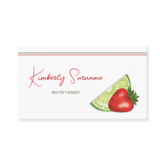 Strawberry And Slice Of Lime Fruits Nutritionist Business Card