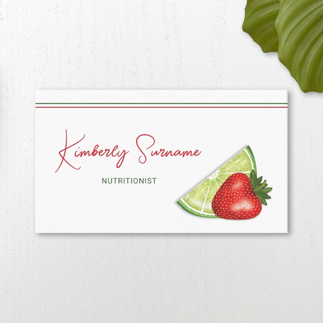 Strawberry And Slice Of Lime Fruits Nutritionist Business Card (Creator Uploaded)