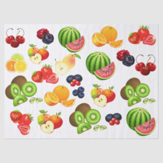 Strawberry Apple Watermelon Cherry Fruit Decoupage Tissue Paper
