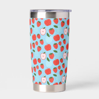 Strawberry Apples Berry Fruit Summer on Blue Insulated Tumbler