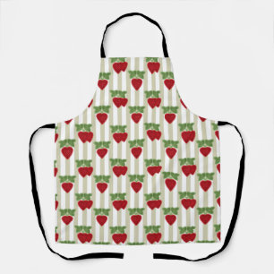 Strawberry applique on striped background retro  apron