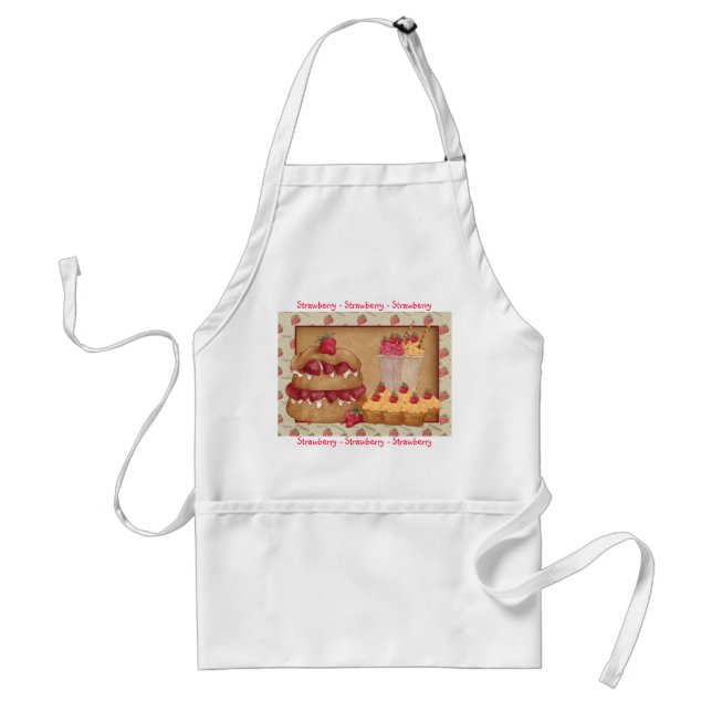 Strawberry Apron With Strawberry Cakes Ice Cream (Front)