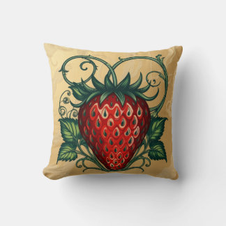 Strawberry Art Design Throw Pillow