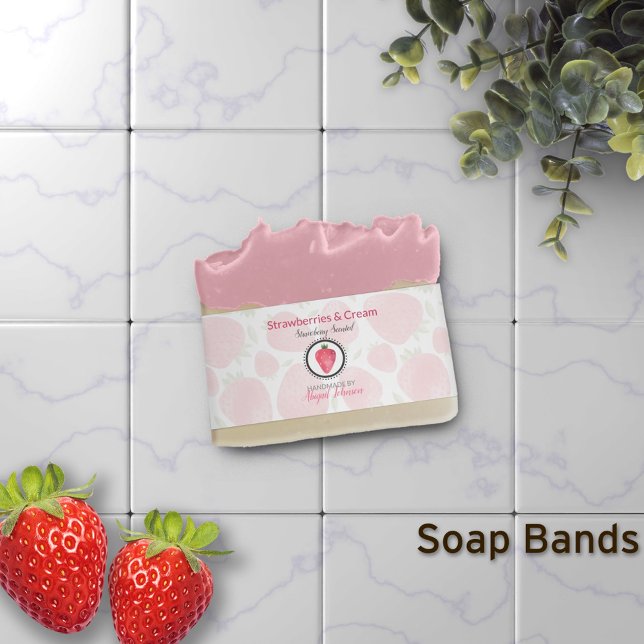 Strawberry Artisan Soap Band Wrap Packaging (Creator Uploaded)