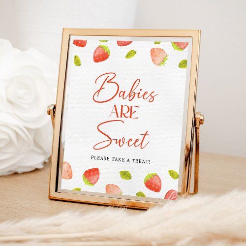Strawberry Babies are Sweet Baby Shower Favor Poster