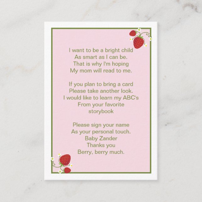 Strawberry Baby Bring a Book Card (Front)