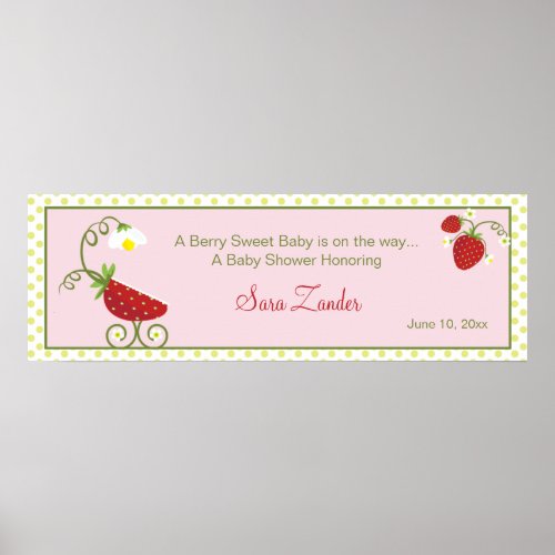 Strawberry Baby Carriage    Baby Shower Banner Poster