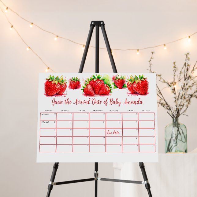 Strawberry Baby Due Date Calendar Game Foam Board (In Situ (Stand))