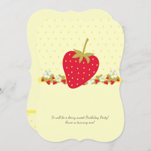 Strawberry baby First Birthday Party invitation
