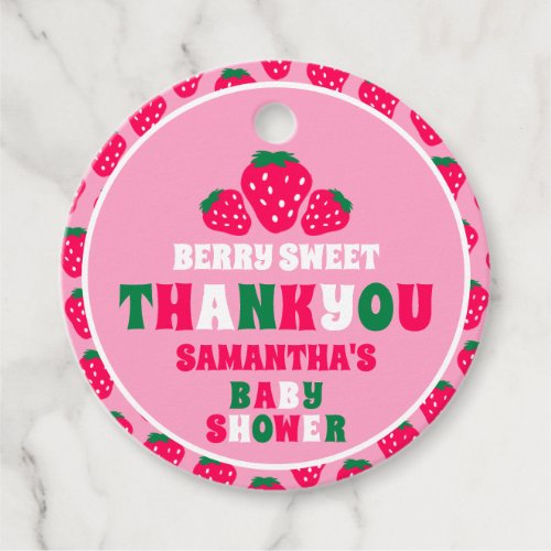 Strawberry Baby Girl Shower Berry Sweet Thank You  Favor Tags