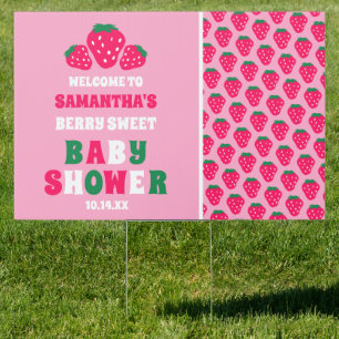 Strawberry Baby Girl Shower Berry Sweet Welcome Sign
