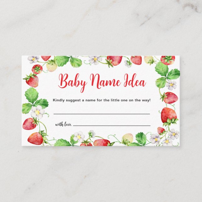 Strawberry Baby Name Idea Game Ticket Enclosure Card (Front)