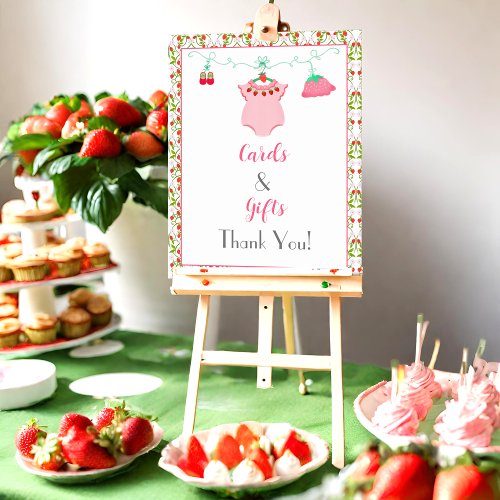 Strawberry Baby Outfit Baby Shower Cards  Gifts Poster