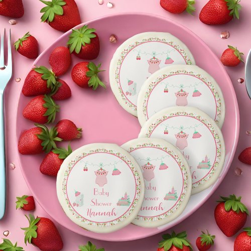 Strawberry Baby Outfit With Pattern Baby Shower Sugar Cookie