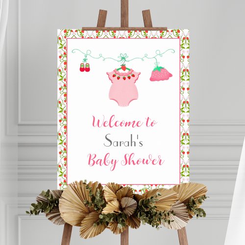 Strawberry Baby Outfit With Pattern Baby Welcome  Poster