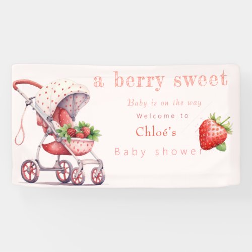 strawberry  baby shower  banner