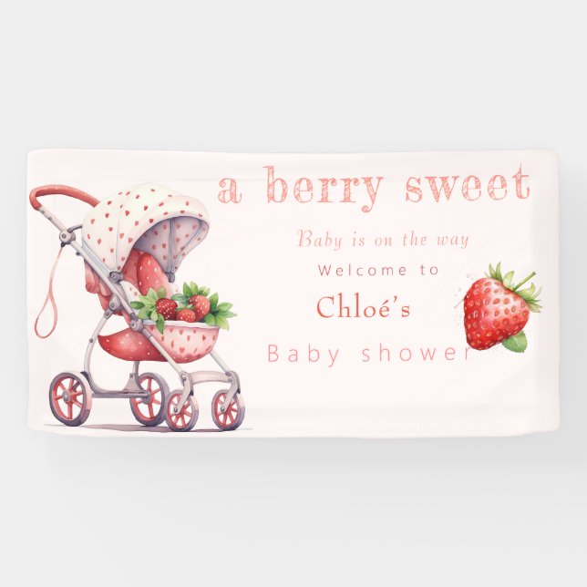 strawberry  baby shower  banner (Horizontal)