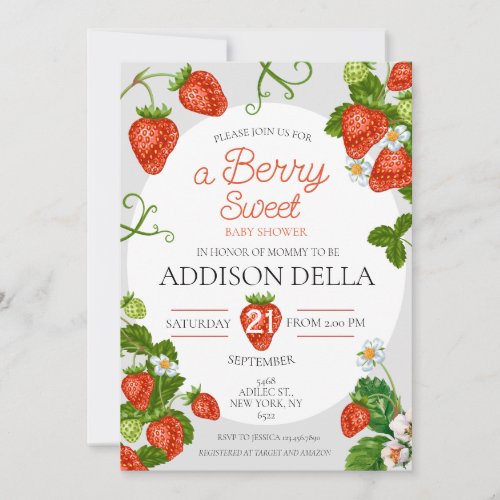 Strawberry Baby Shower Berry Baby Invitation