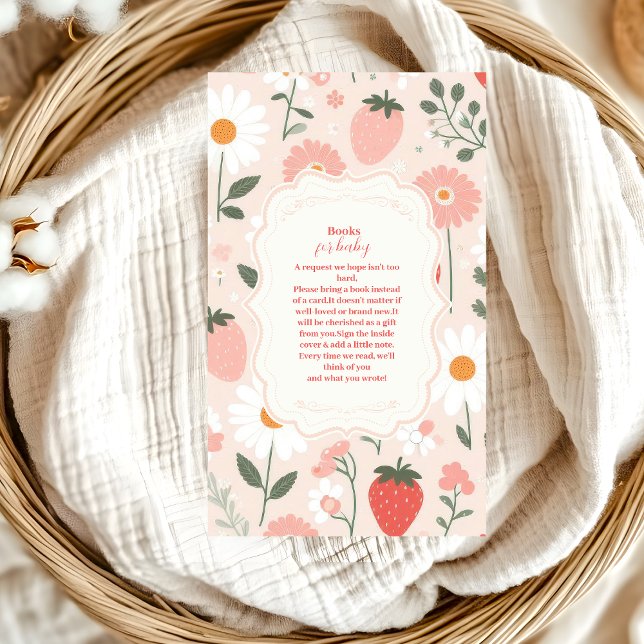 Strawberry Baby Shower Berry Books for Baby Enclosure Card (Creator Uploaded)
