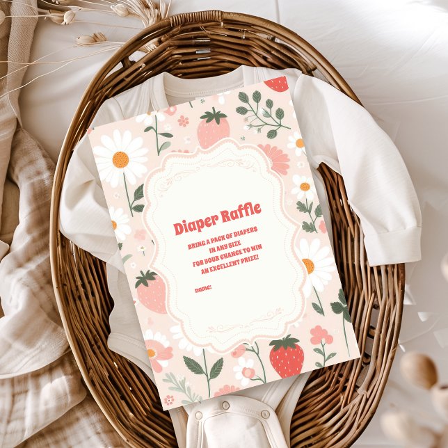 Strawberry Baby Shower | Berry Diapper Raffle  Enclosure Card (Creator Uploaded)