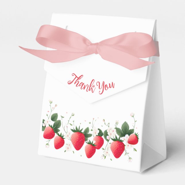 Strawberry Baby Shower | Berry Sweet Favor Boxes (Front Side)