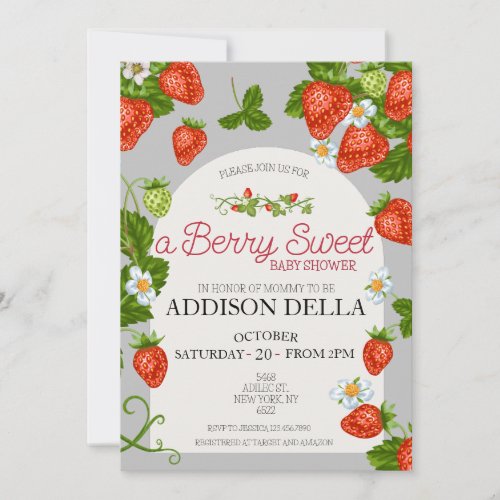 Strawberry Baby Shower  Berry Sweet Invitation