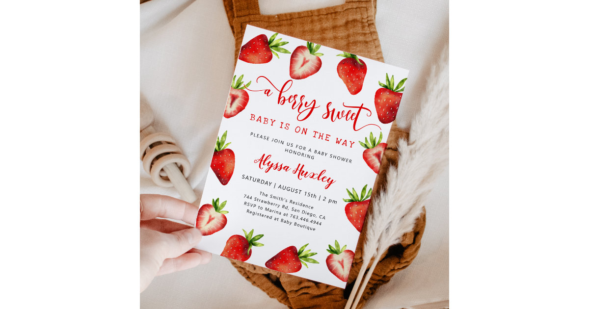 Strawberry Baby Shower, Berry Sweet Invitation