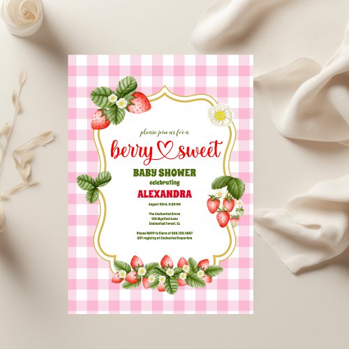 Strawberry Baby Shower  Berry Sweet  Invitation