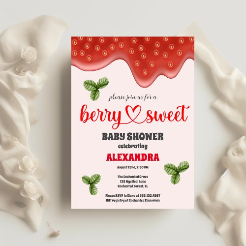 Strawberry Baby Shower  Berry Sweet  Invitation