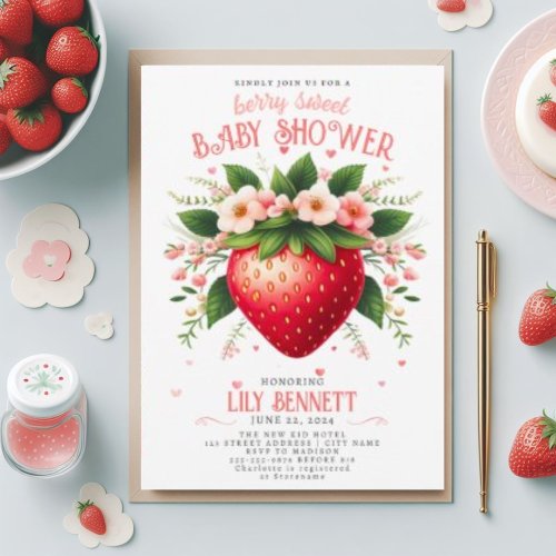 Strawberry Baby Shower  Berry Sweet Invitation