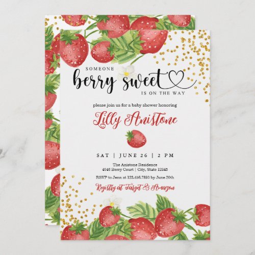 Strawberry Baby Shower Berry Sweet Invitation