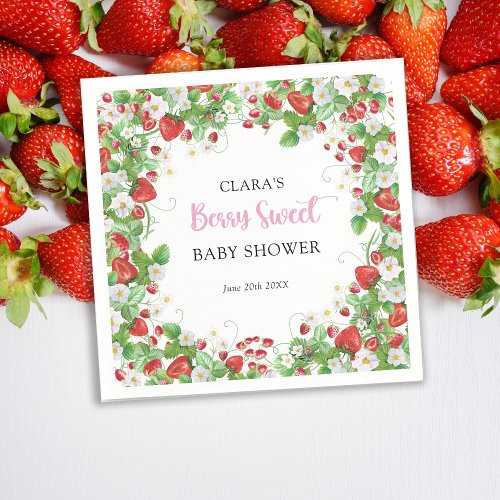 Strawberry Baby Shower Berry Sweet  Napkins